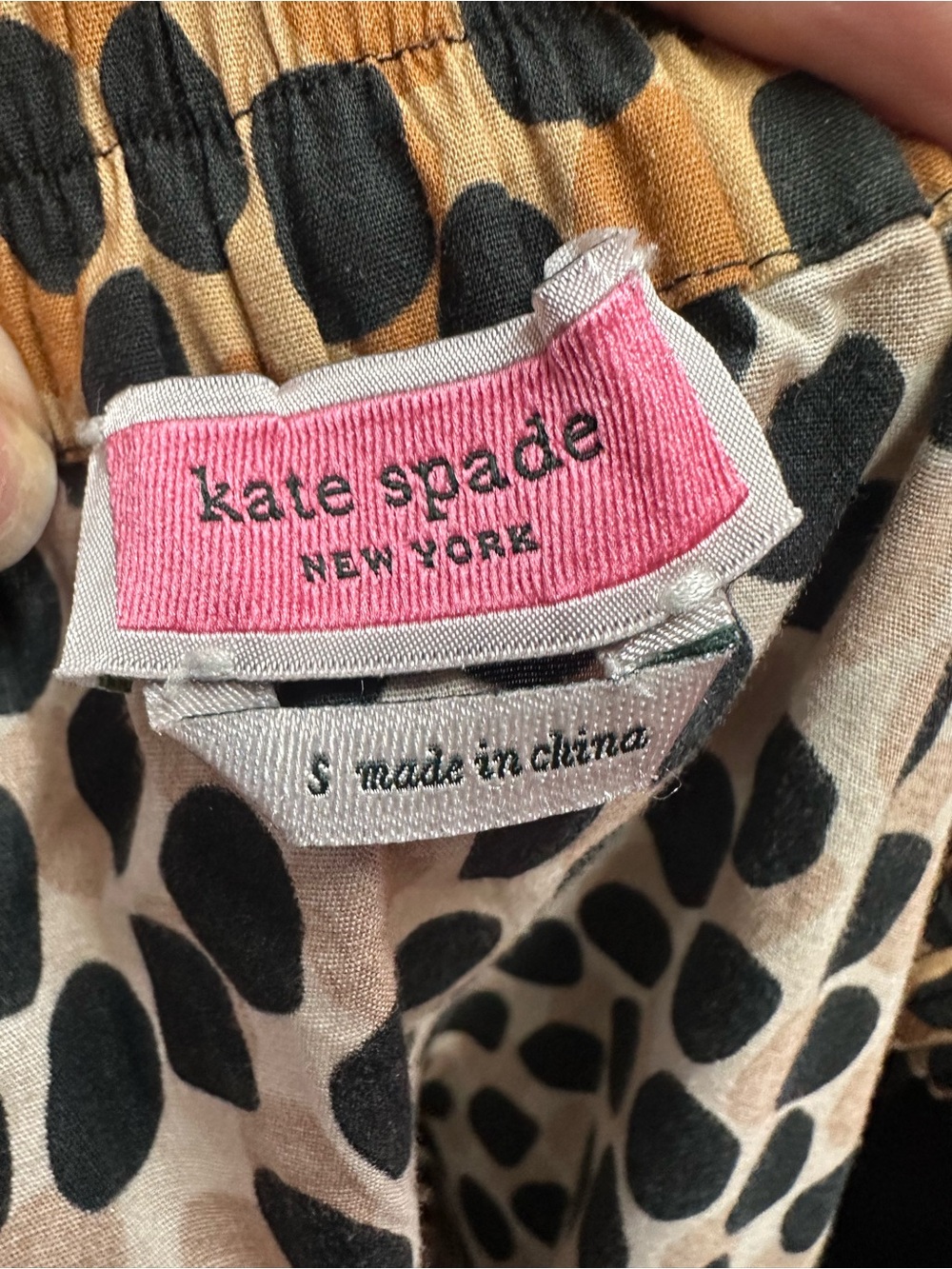 Kate Spade Dotty Leopard Cotton Poplin Midi Skirt Brown w/ Pockets Small EUC - Picture 5 of 6